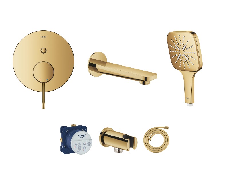 Grohe Baterie cada grohe essence, incastrata, set dus, lucios, auriu, 24058gl1-4st