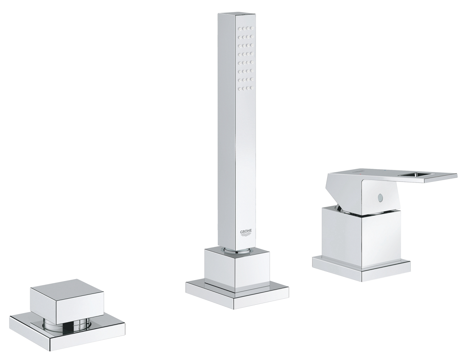 Grohe Baterie cada grohe eurocube 19966000, 1/2'', montare pe cada, fara pipa, diverter, monocomanda, 1 pulverizare, furtun 2 m,