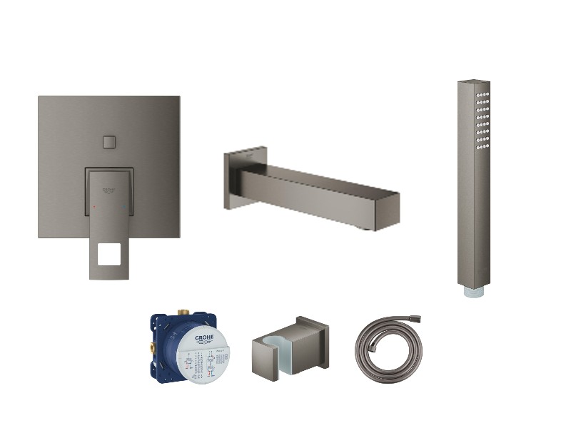 Grohe Baterie cada grohe eurocube, incastrata, set dus, mat, grafit, 24062al0-4st
