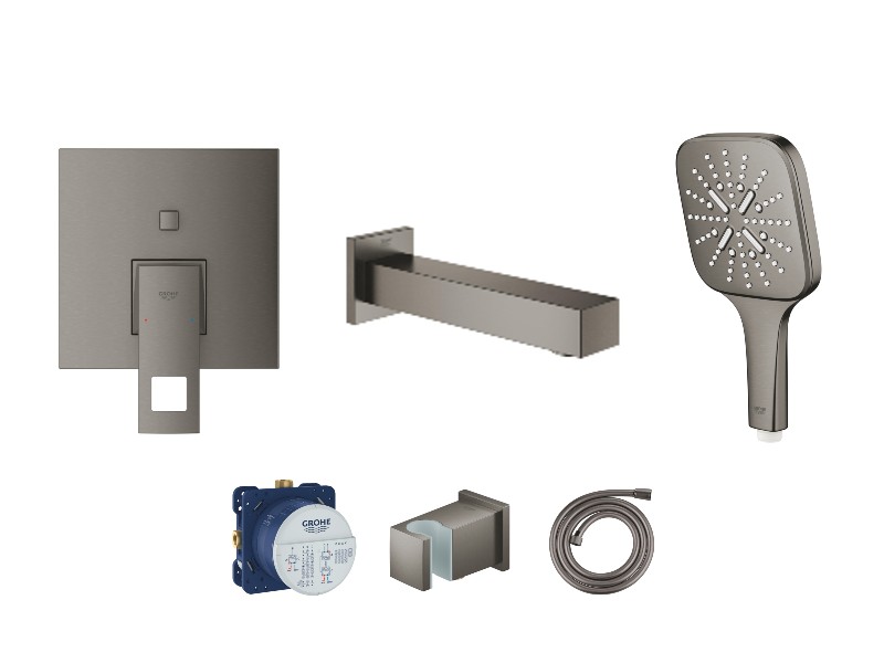 Grohe Baterie cada grohe eurocube, incastrata, set dus, mat, grafit, 24062al0-6st