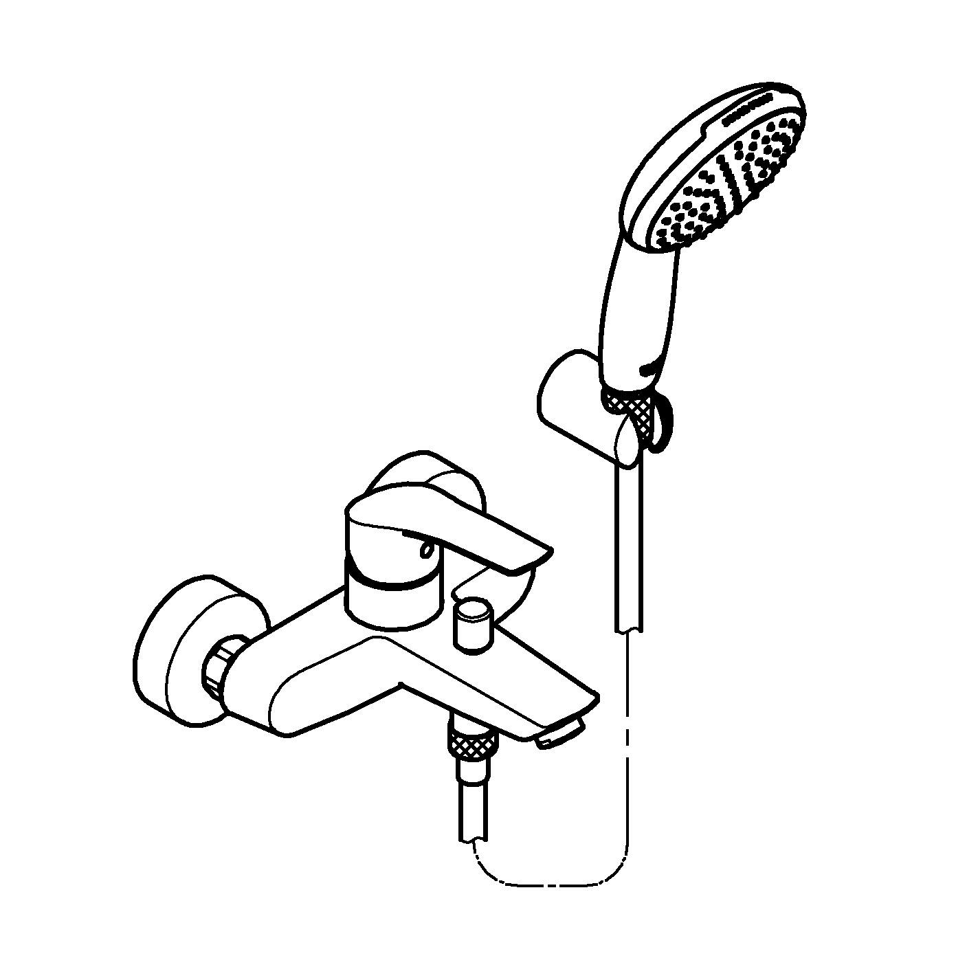 Baterie cada Grohe 25276003, Eurosmart, montaj pe perete, tip incastra