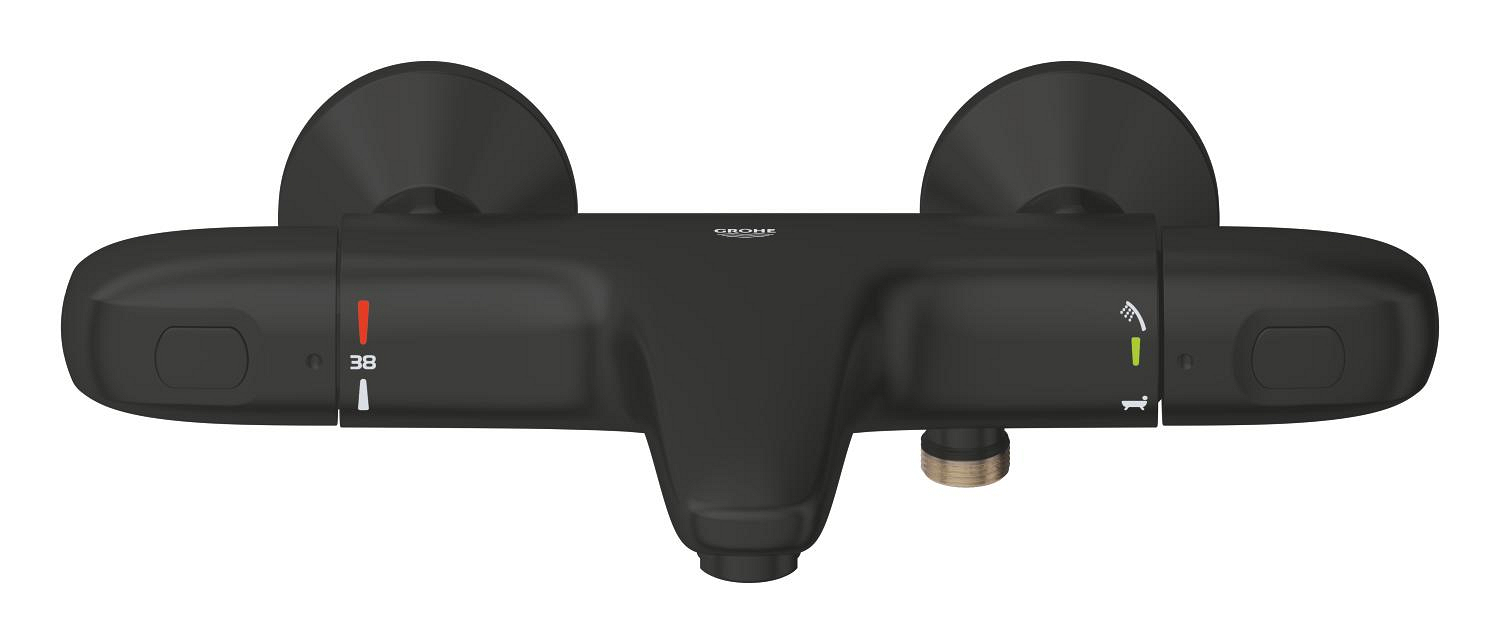 Baterie cada Grohe 348162433, 0.8 bar, 173 mm, 317 mm, 2 orificii instalare, 1/2 dimensiune racord, Negru