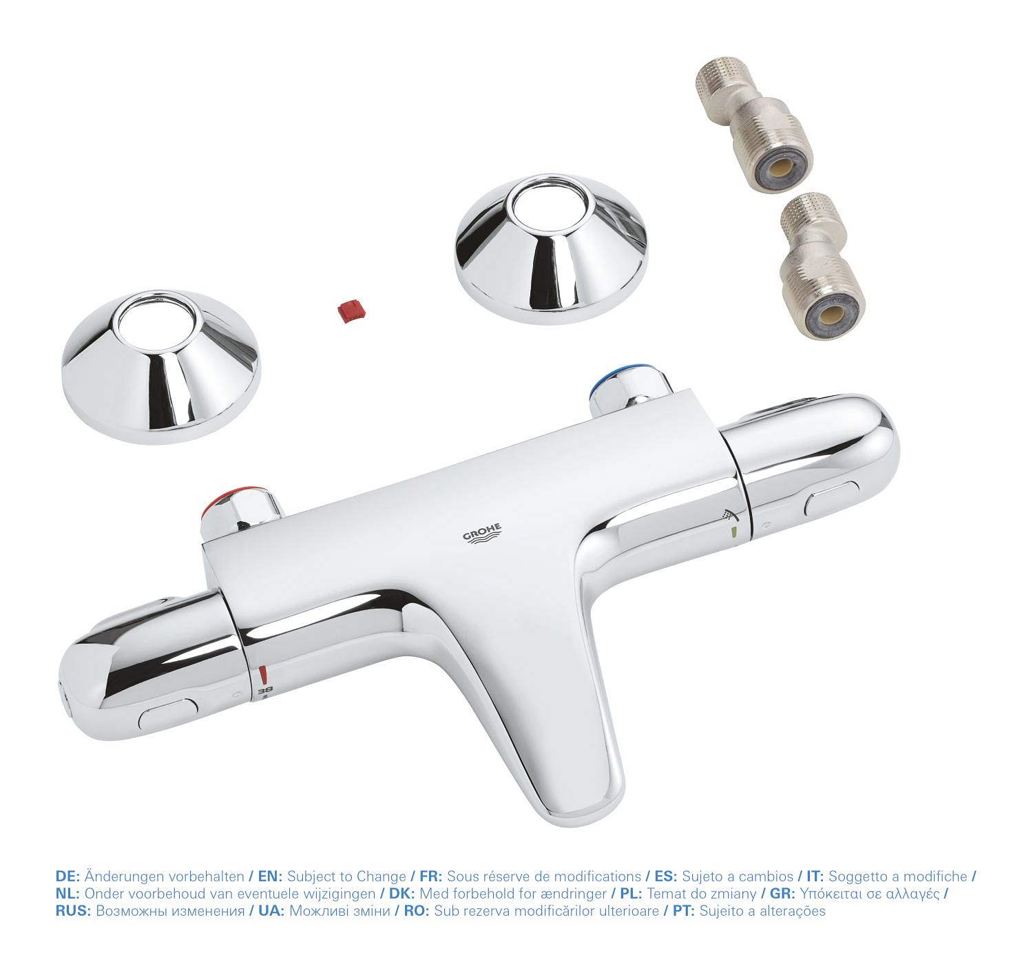 Baterie cada Grohe 34816003, 1 bar, 317 mm, 173 mm, 101 mm, 2 orificii instalare, 1/2 dimensiune racord, Crom