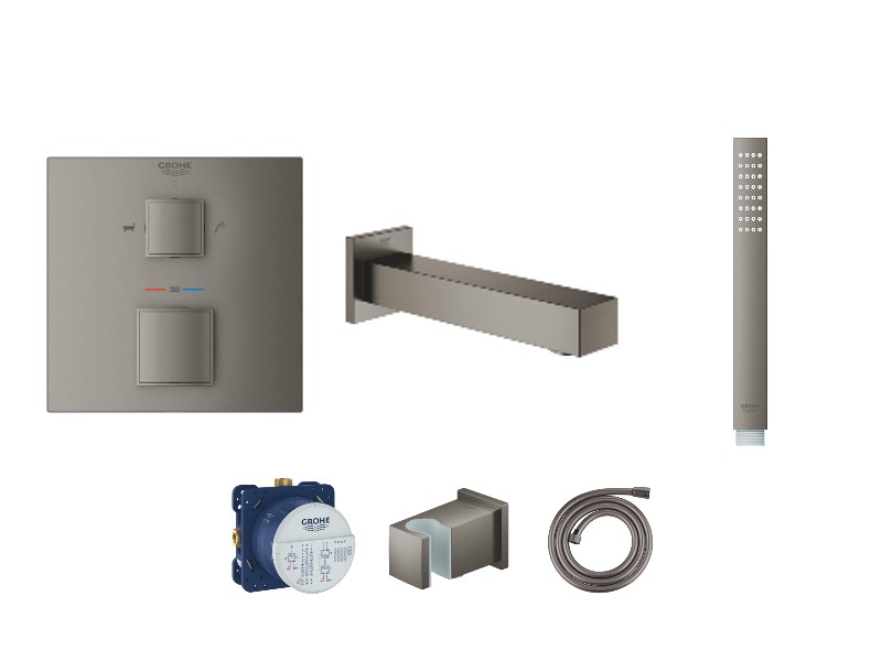 Grohe Baterie cada grohe grohtherm cube, incastrata, termostat, set dus, mat, grafit, 24155al0-1st