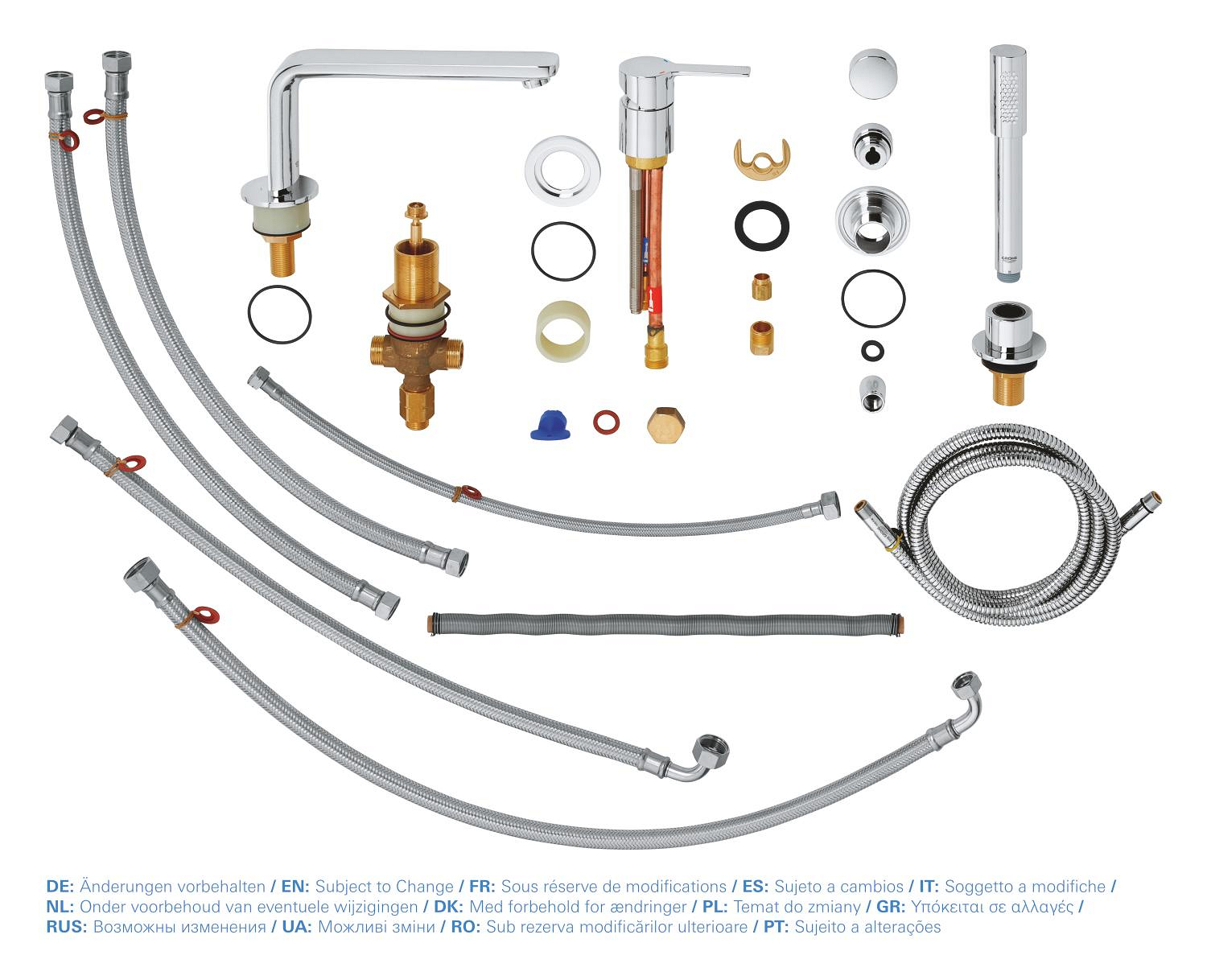 Baterie cada Grohe 19577001, 0.7 bar, 33 mm, 2 m, 197 mm, 450 mm, 212 mm, 2 orificii instalare, Crom