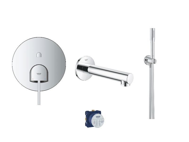 Grohe Baterie cada grohe plus, incastrata, set dus, crom, 24060003-1st