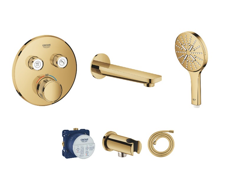 Grohe Baterie cada grohe smartcontrol, incastrata, termostat, set dus, lucios, auriu, 29119gl0-3st