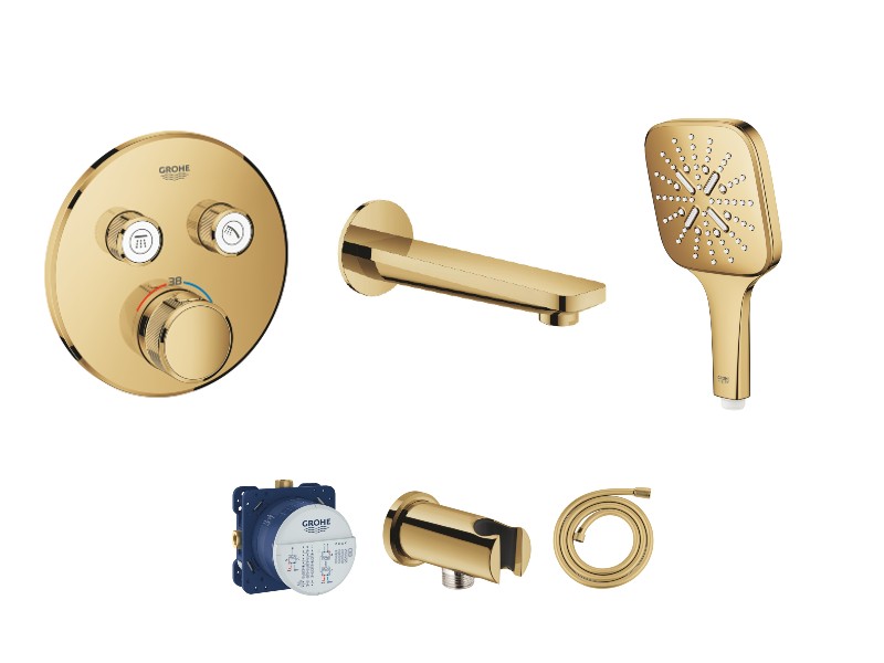 Grohe Baterie cada grohe smartcontrol, incastrata, termostat, set dus, lucios, auriu, 29119gl0-4st