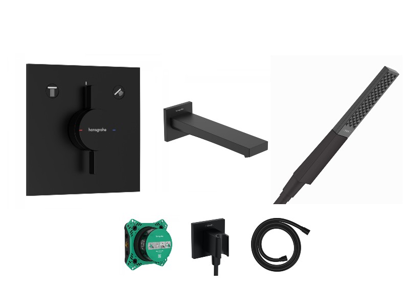 Hansgrohe Baterie cada hansgrohe duoturn e, incastrata, set dus, mat, negru, 75417670-4st