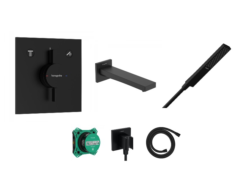Hansgrohe Baterie cada hansgrohe duoturn e, incastrata, set dus, mat, negru, 75417670-5st