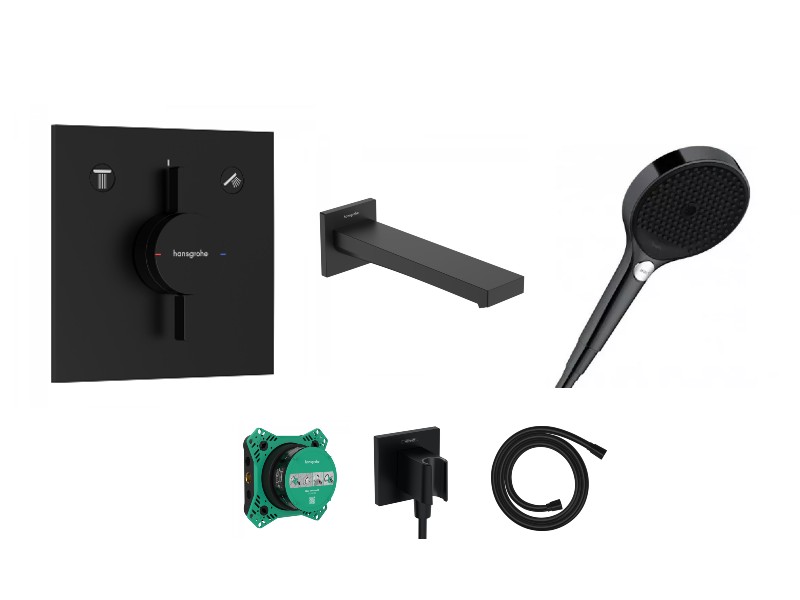 Hansgrohe Baterie cada hansgrohe duoturn e, incastrata, set dus, mat, negru, 75417670-6st