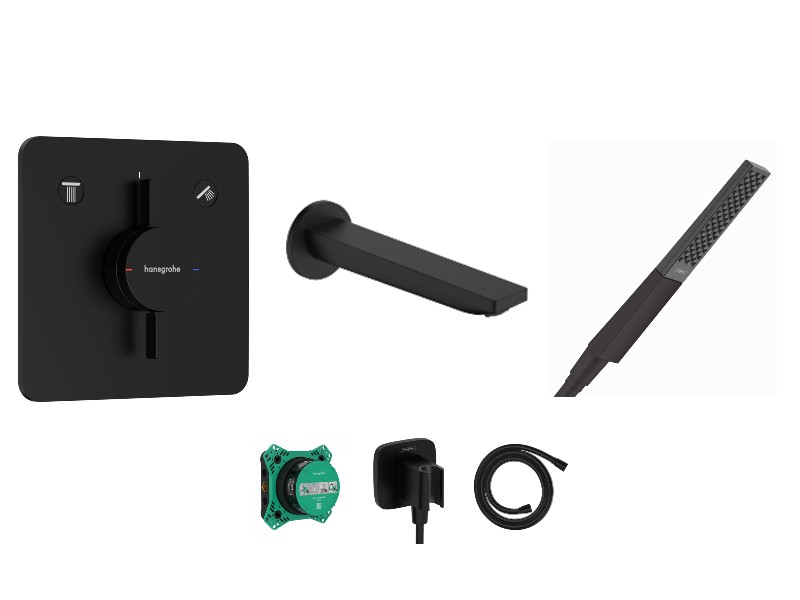 Hansgrohe Baterie cada hansgrohe duoturn q, incastrata, set dus, mat, negru, 75414670-1st