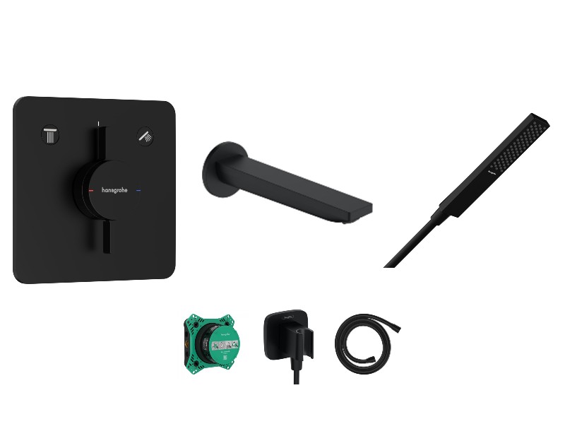 Hansgrohe Baterie cada hansgrohe duoturn q, incastrata, set dus, mat, negru, 75414670-2st