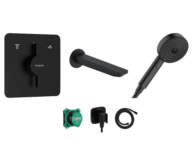 Hansgrohe Baterie cada hansgrohe duoturn q, incastrata, set dus, mat, negru, 75414670-4st
