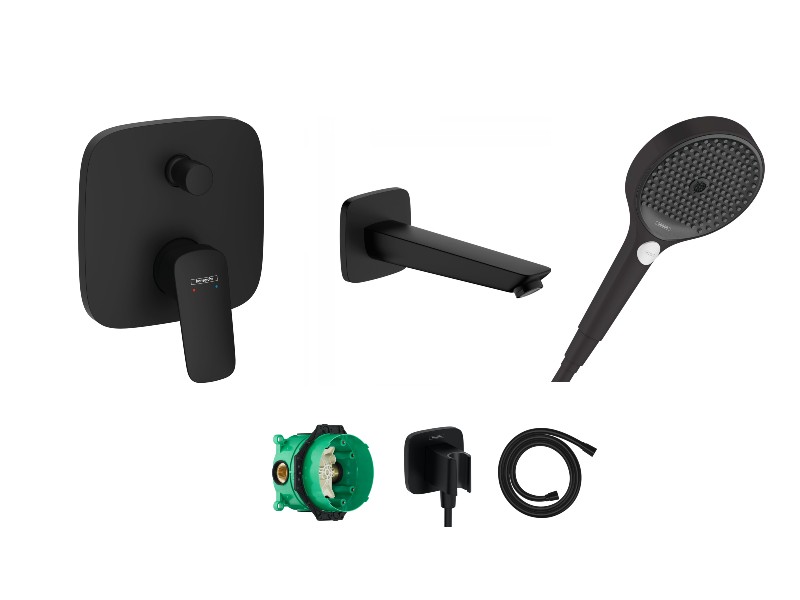 Hansgrohe Baterie cada hansgrohe logis, incastrata, set dus, mat, negru, 71405670-5st