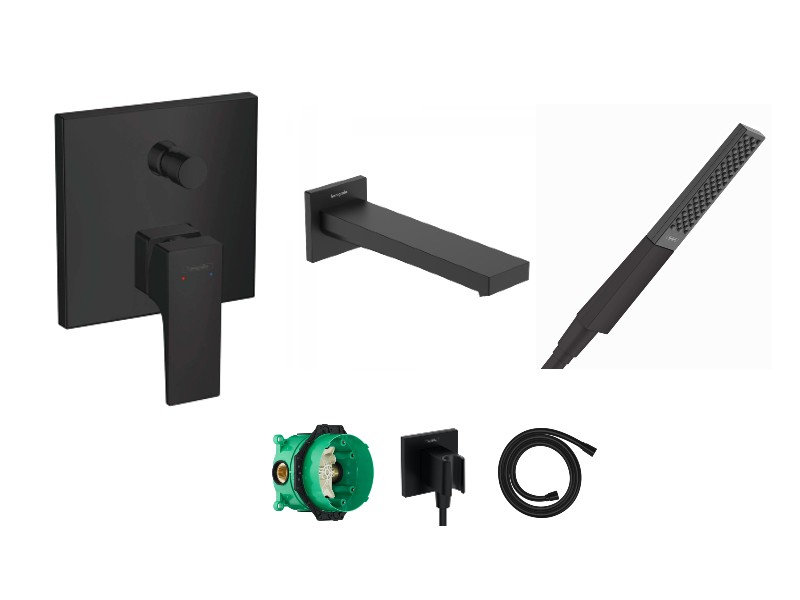 Hansgrohe Baterie cada hansgrohe metropol, incastrata, set dus, mat, negru, 32545670-1st