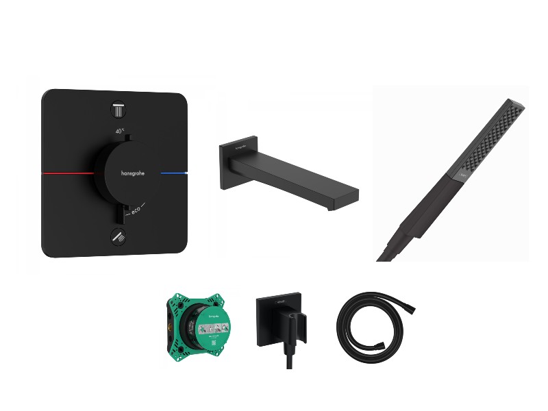 Hansgrohe Baterie cada hansgrohe showerselect, incastrata, termostat, set dus, mat, negru, 15583670-3st