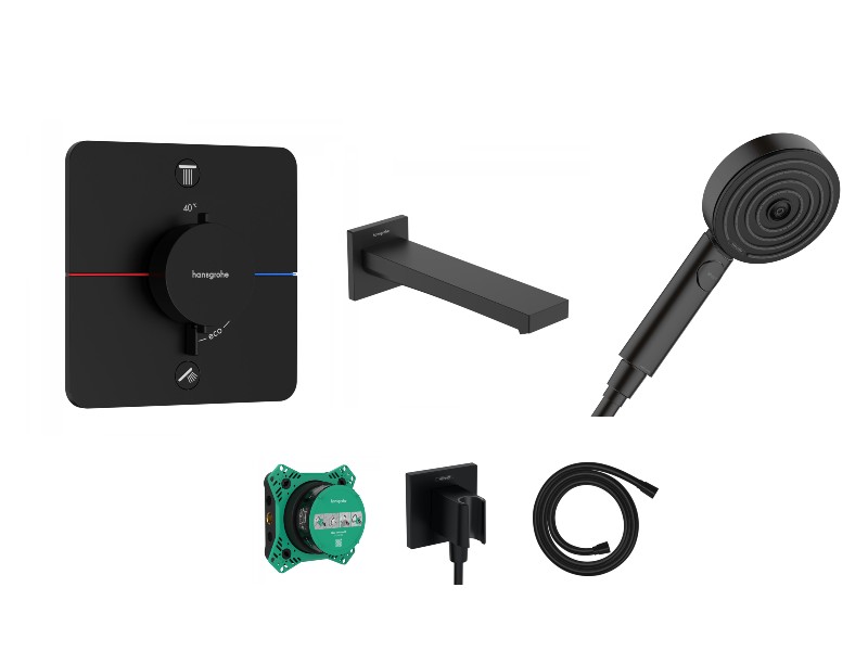 Hansgrohe Baterie cada hansgrohe showerselect, incastrata, termostat, set dus, mat, negru, 15583670-6st