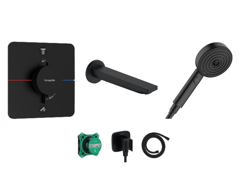 Hansgrohe Baterie cada hansgrohe showerselect, incastrata, termostat, set dus, mat, negru, 15583670-11st