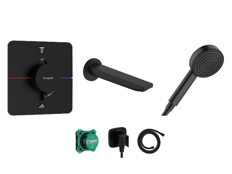 Hansgrohe Baterie cada hansgrohe showerselect, incastrata, termostat, set dus, mat, negru, 15583670-12st