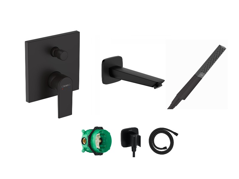 Hansgrohe Baterie cada hansgrohe vernis shape, incastrata, set de dus, mat, negru, 71469670-6st