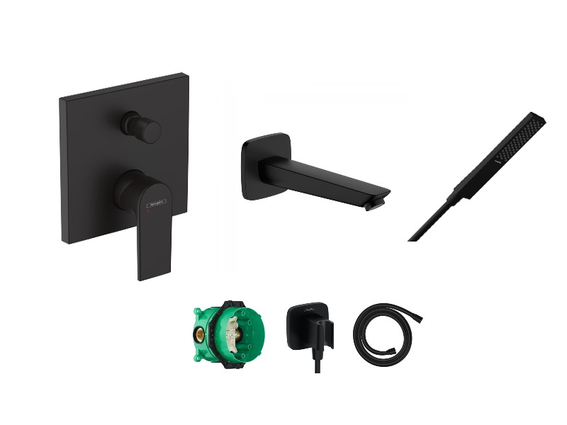 Hansgrohe Baterie cada hansgrohe vernis shape, incastrata, set de dus, mat, negru, 71469670-7st