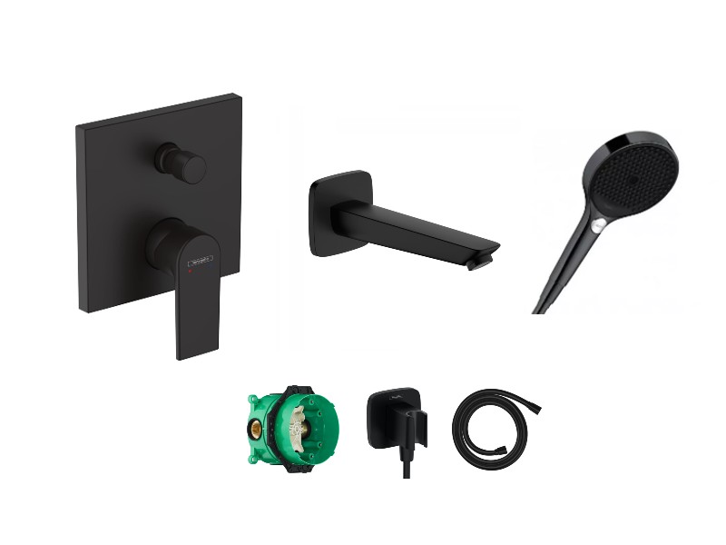 Hansgrohe Baterie cada hansgrohe vernis shape, incastrata, set de dus, mat, negru, 71469670-8st