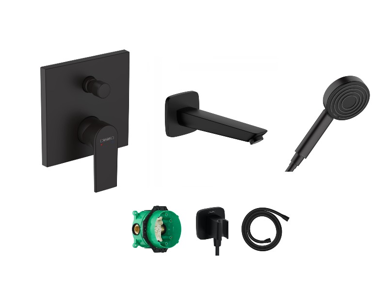 Hansgrohe Baterie cada hansgrohe vernis shape, incastrata, set de dus, mat, negru, 71469670-10st