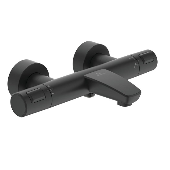 Ideal Standard Baterie cada ideal standard a7544xg, 1/2'', aparenta, termostat, diverter, anti-oparire, mat, negru