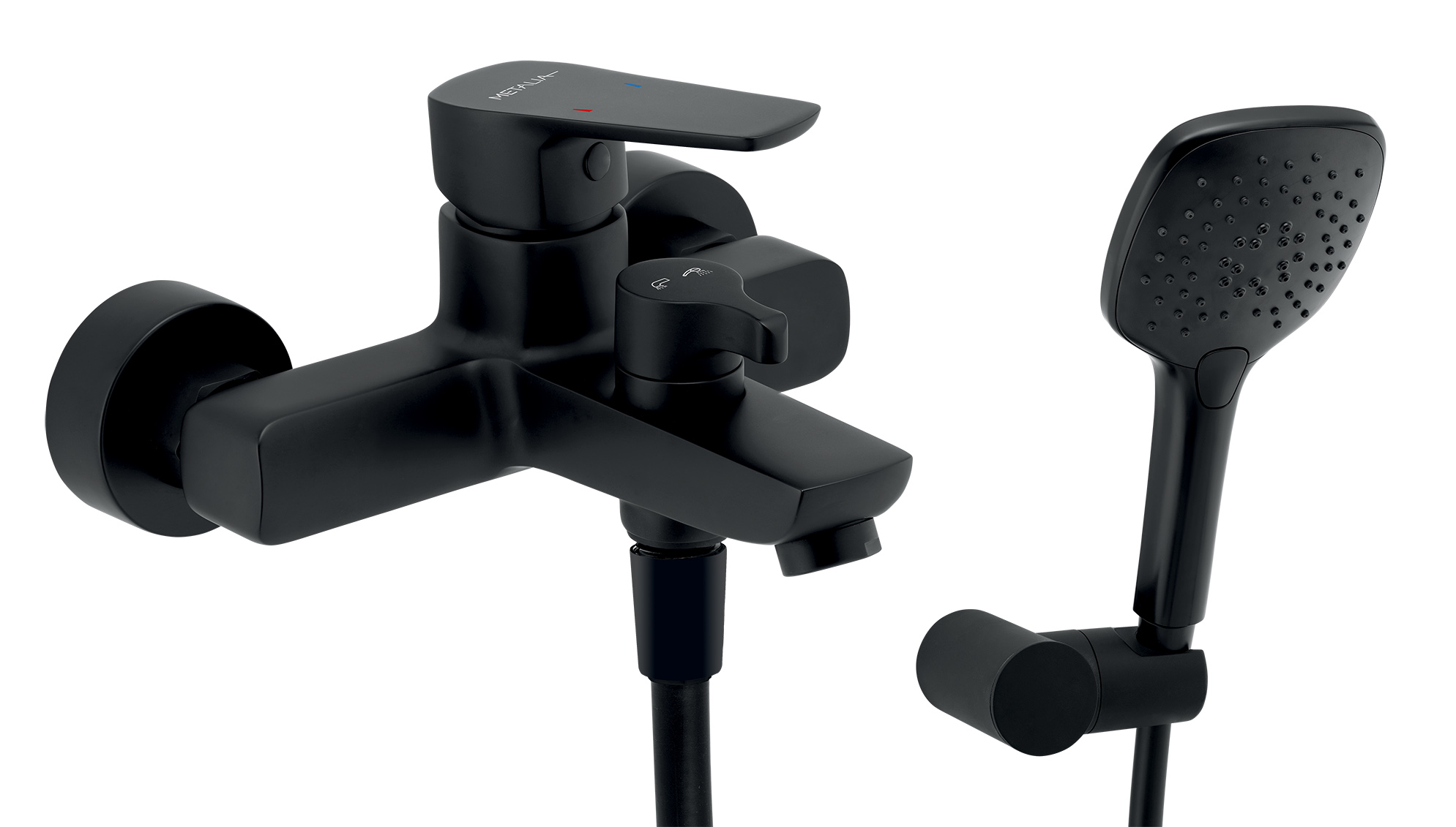 Novaservis Baterie cada novaservis metalia 58, aparenta, set dus, mat, negru, 58020,5
