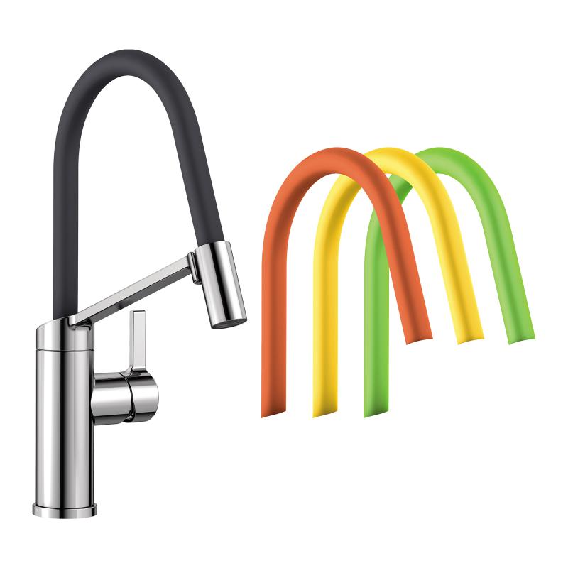 Blanco Baterie de bucatarie blanco vius s 524813, 3/8'', pipa inalta, tip c, dus extractabil, pivotanta, 4 culori incluse, crom