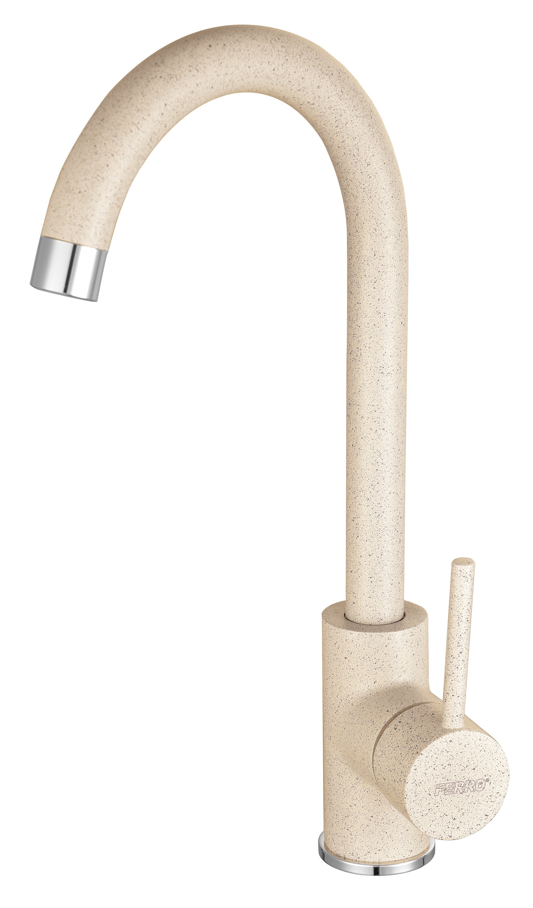 Ferro Baterie de bucatarie ferro freya bfr41s, 3/8'', tip c, pipa inalta, pivotanta, monocomanda, cartus ceramic, mat, bej