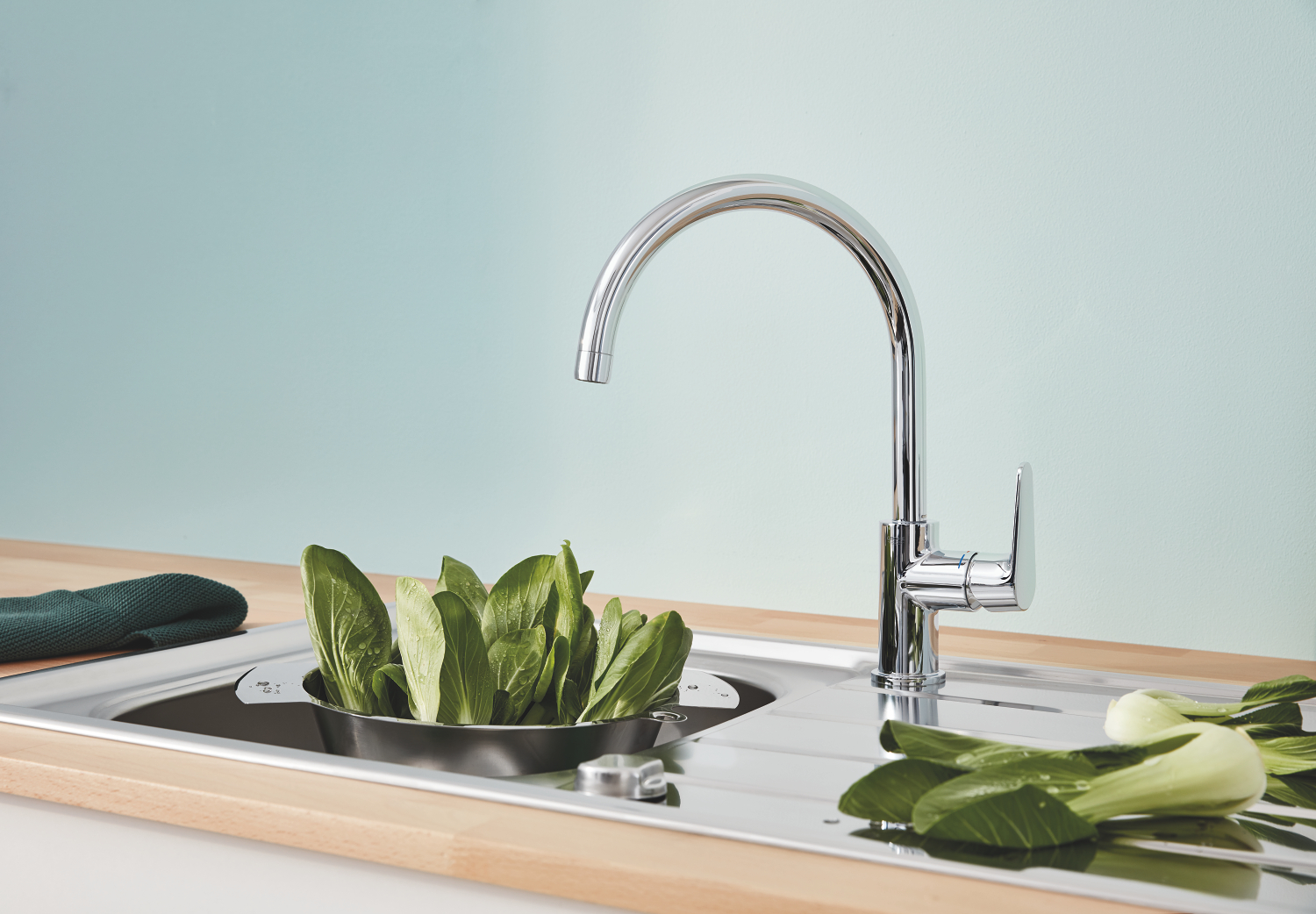 Baterie bucatarie Grohe 31536001, bucatarie BauCurve, tip comanda mono