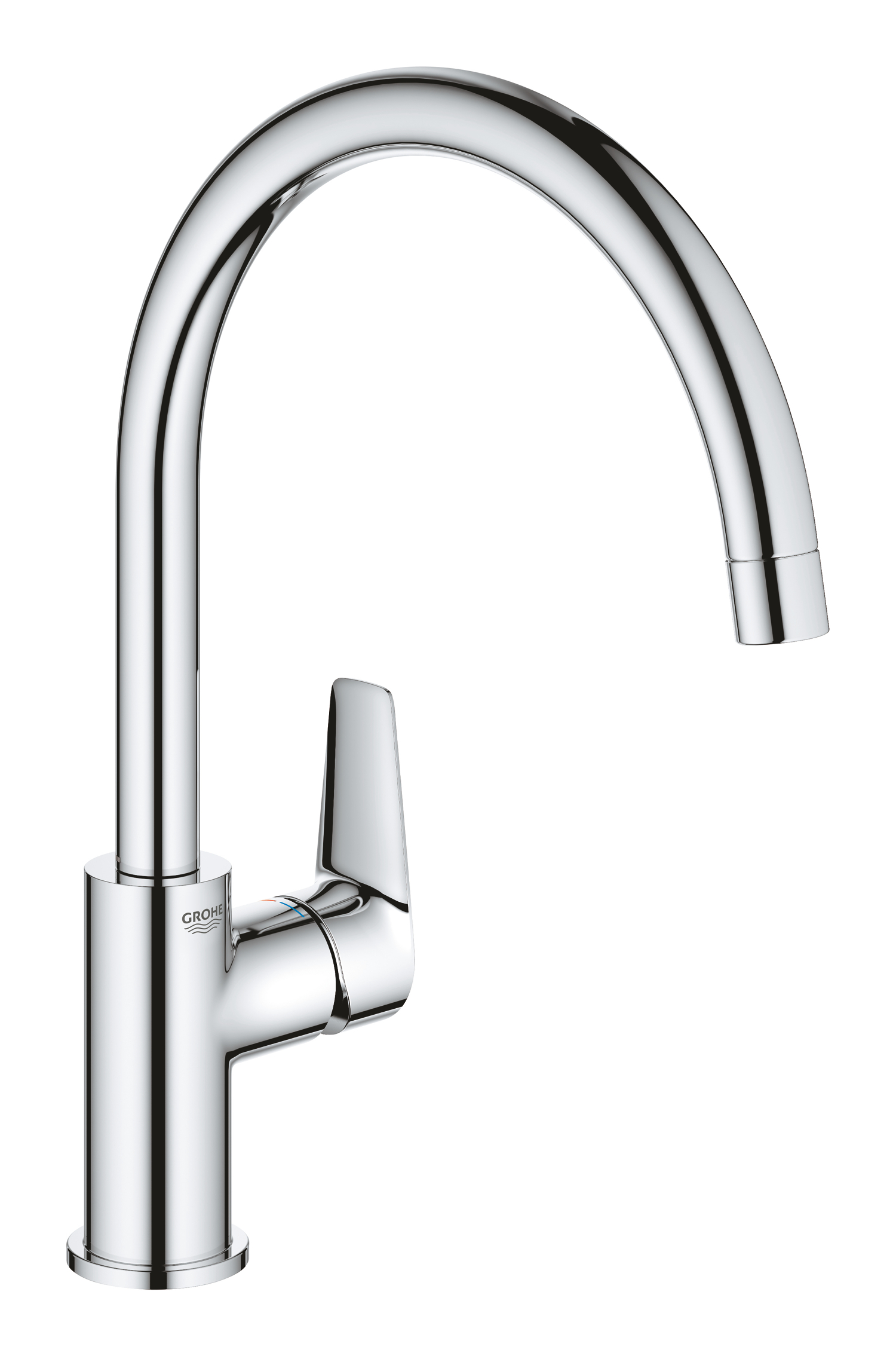 Grohe Baterie de bucatarie grohe bauedge 31367001, 3/8'', monocomanda, pipa inalta, tip c, cartus ceramic, pivotanta, limitator,