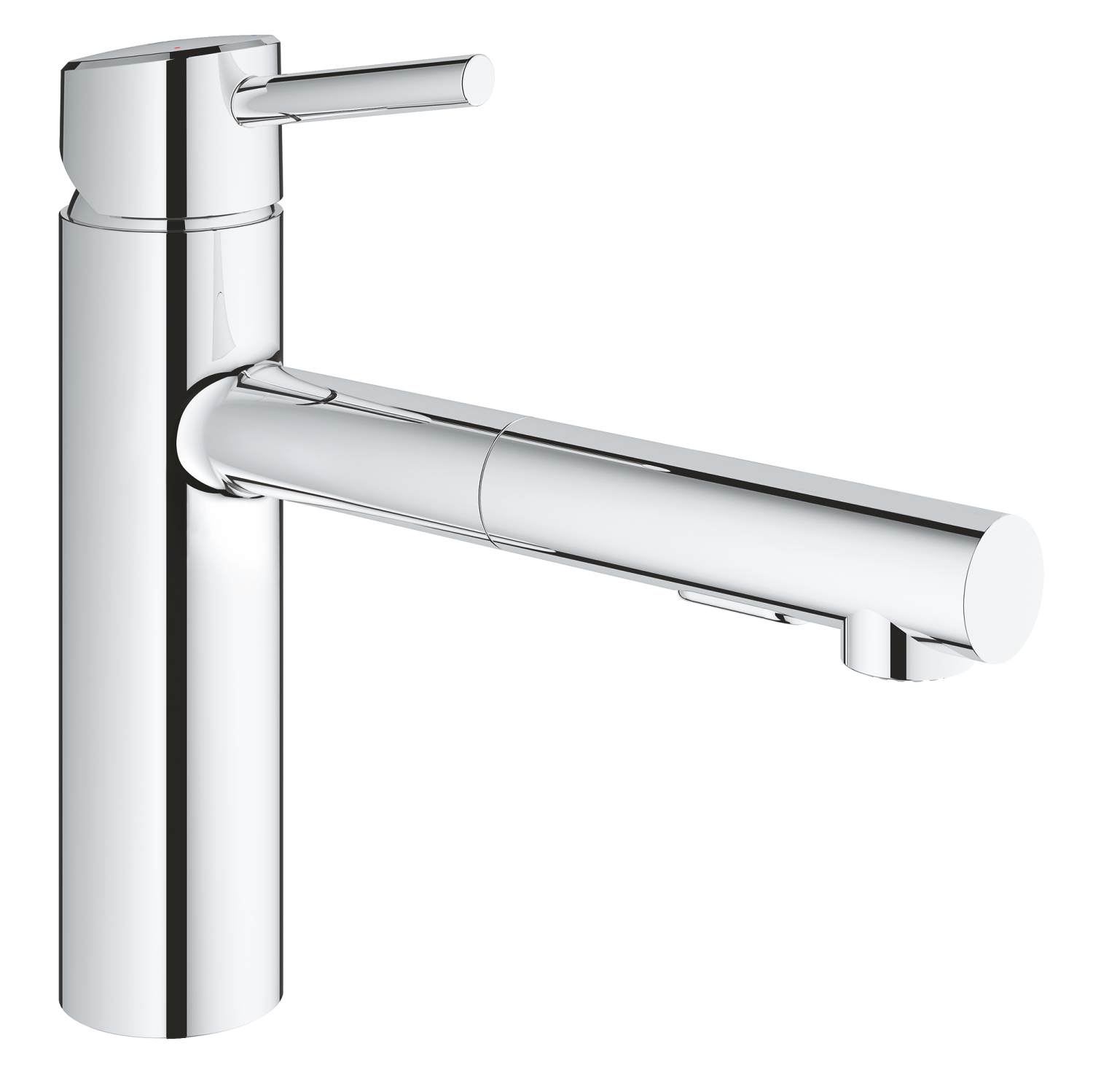 Grohe Baterie de bucatarie grohe concetto 30273001, 3/8'', tip l, pipa medie, dus extractabil, 2 pulverizari, pivotanta, crom