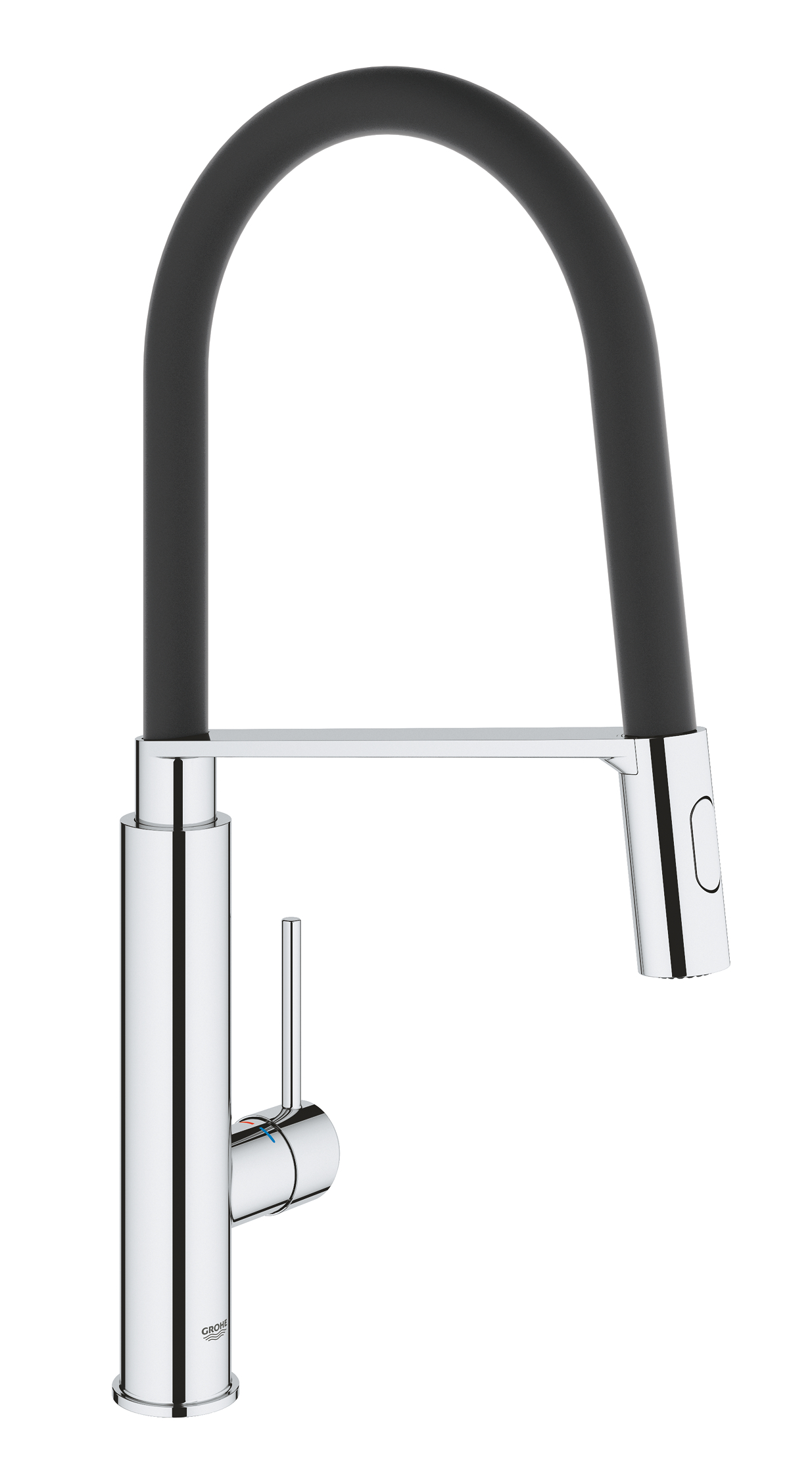 Grohe Baterie de bucatarie grohe concetto 31491000, 3/8'', pipa inalta, dus extractabil, 2 functii, pivotanta, crom