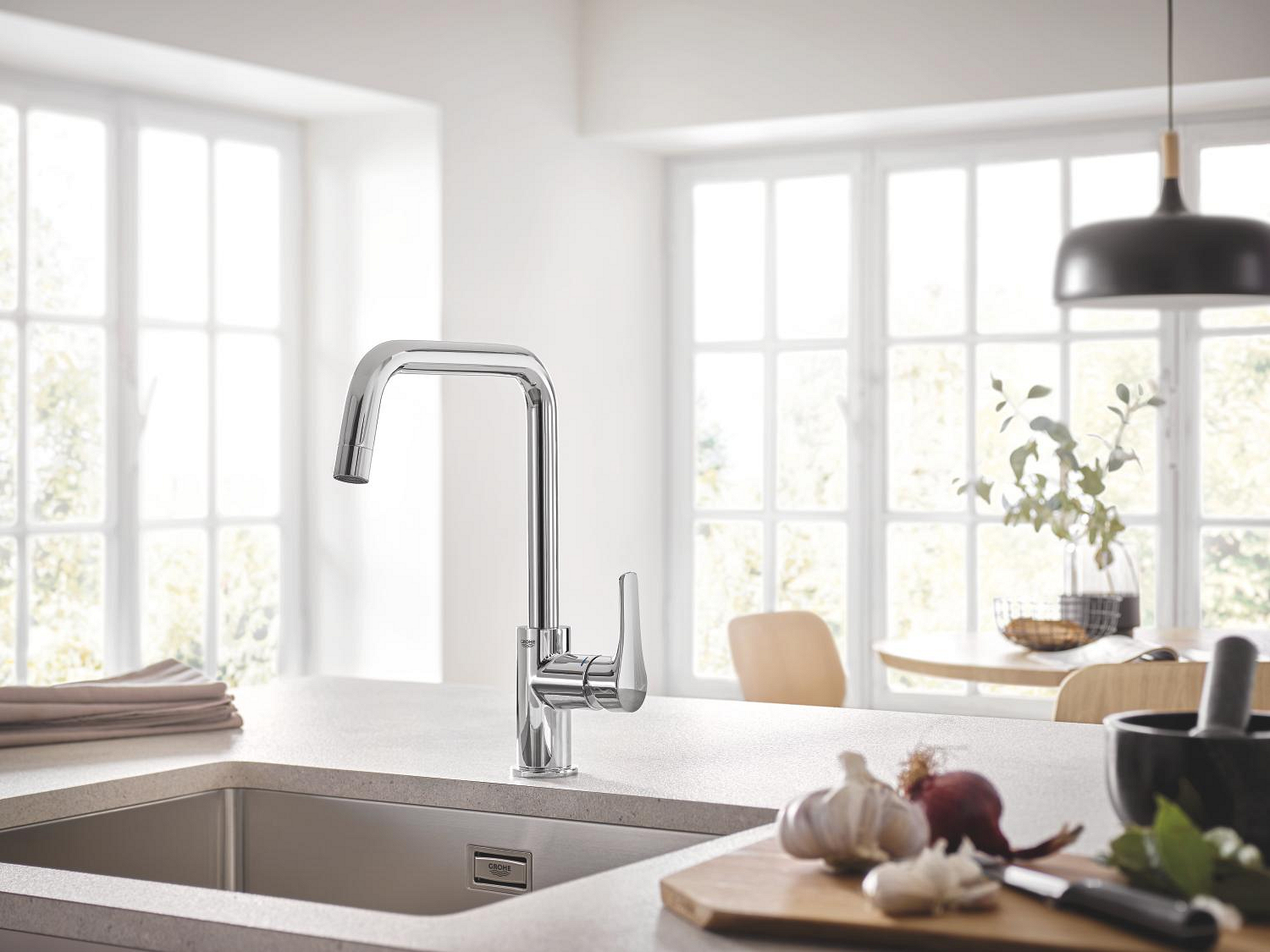 Baterie de bucatarie Grohe 30567000, 1 bar, 310 mm, 228 mm, 1 orificii instalare, 1 sprayuri, 360 unghi pivotare, Crom