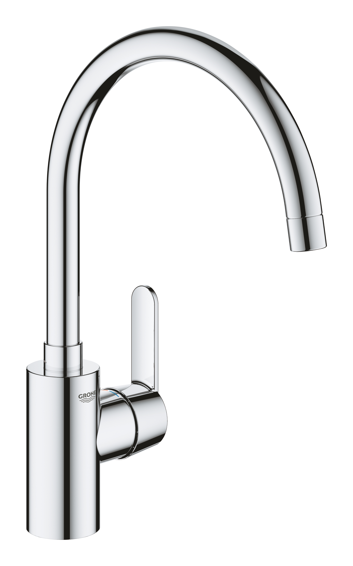 Grohe Baterie de bucatarie grohe get 31494001, 3/8'', monocomanda, pipa inalta, tip c, cartus ceramic, pivotanta, limitator, crom