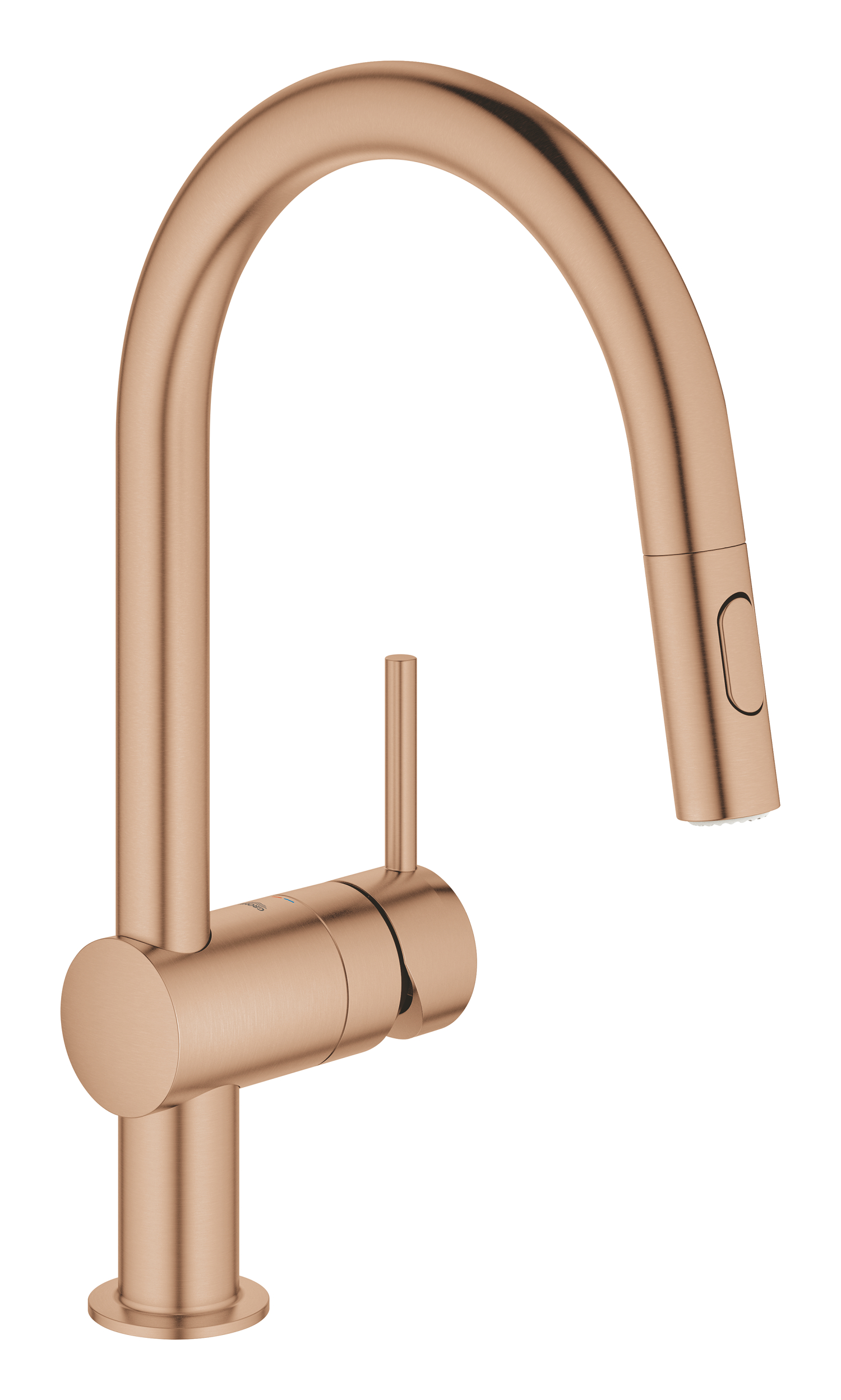 Grohe Baterie de bucatarie grohe minta, 3/8'', tip c, inalta, dus extractabil, mat, cupru, 32321dl2