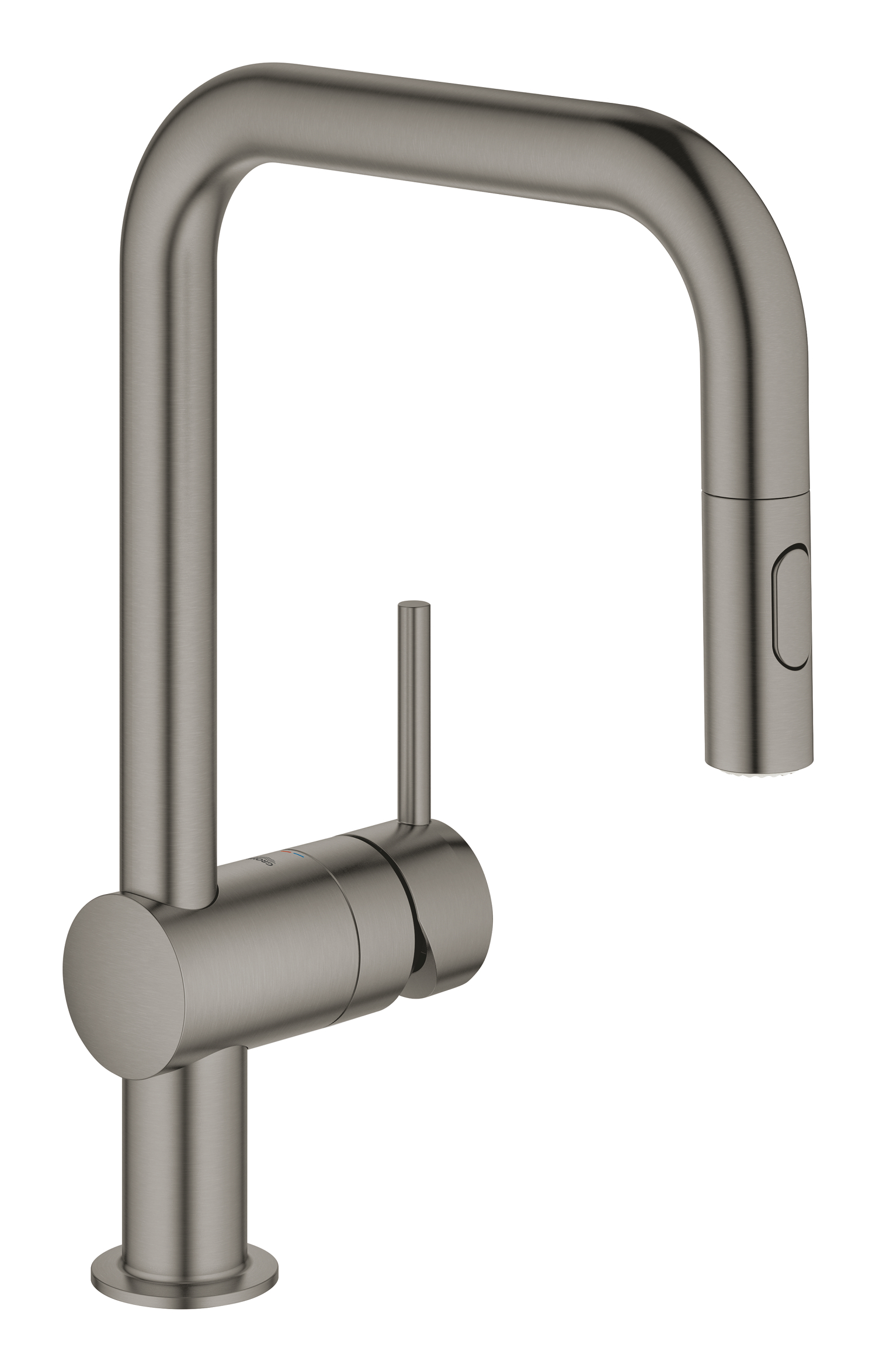 Grohe Baterie de bucatarie grohe minta 32322al2, 3/8'', pipa inalta, tip c, dus extractabil, pivotanta, mat, grafit