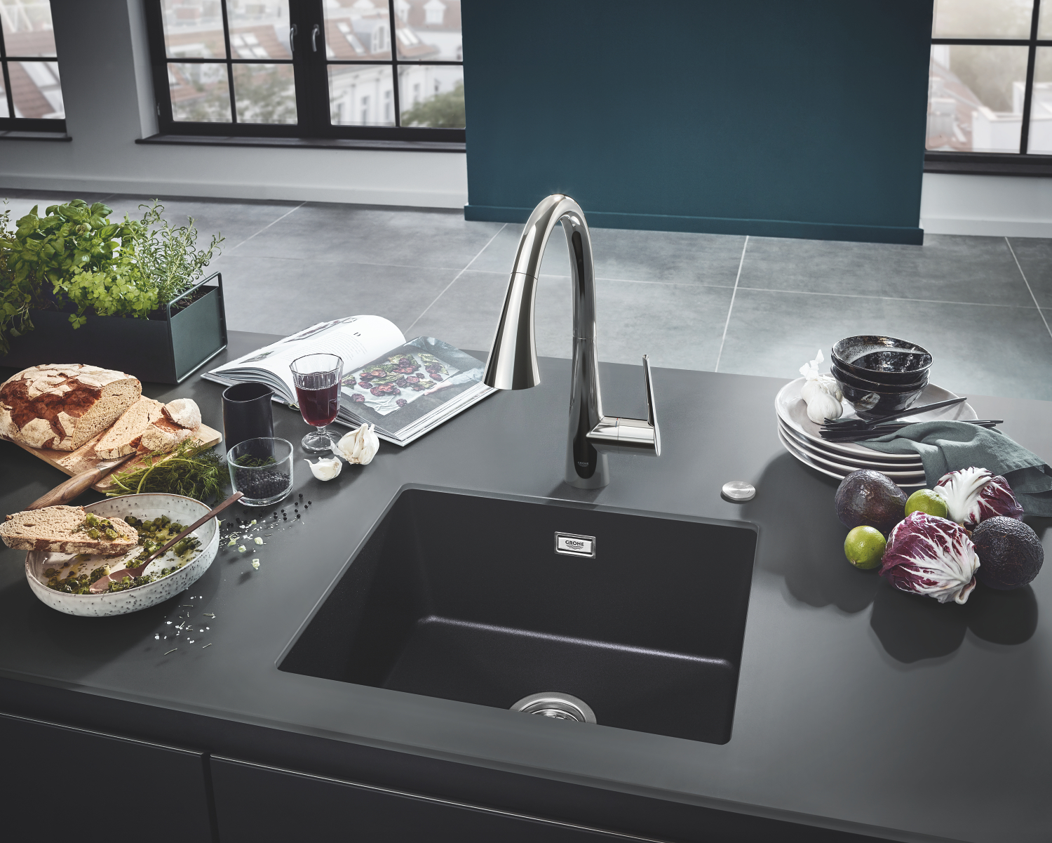 Baterie bucatarie Grohe 32294002, bucatarie Zedra, tip comanda monocom