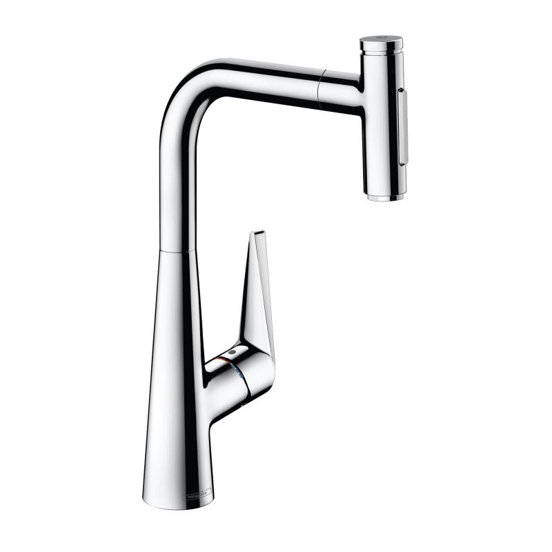 Hansgrohe Baterie de bucatarie hansgrohe talis m51 73867000, 3/8'', pipa inalta, tip l, dus extractabil, 2 pulverizari, sbox,