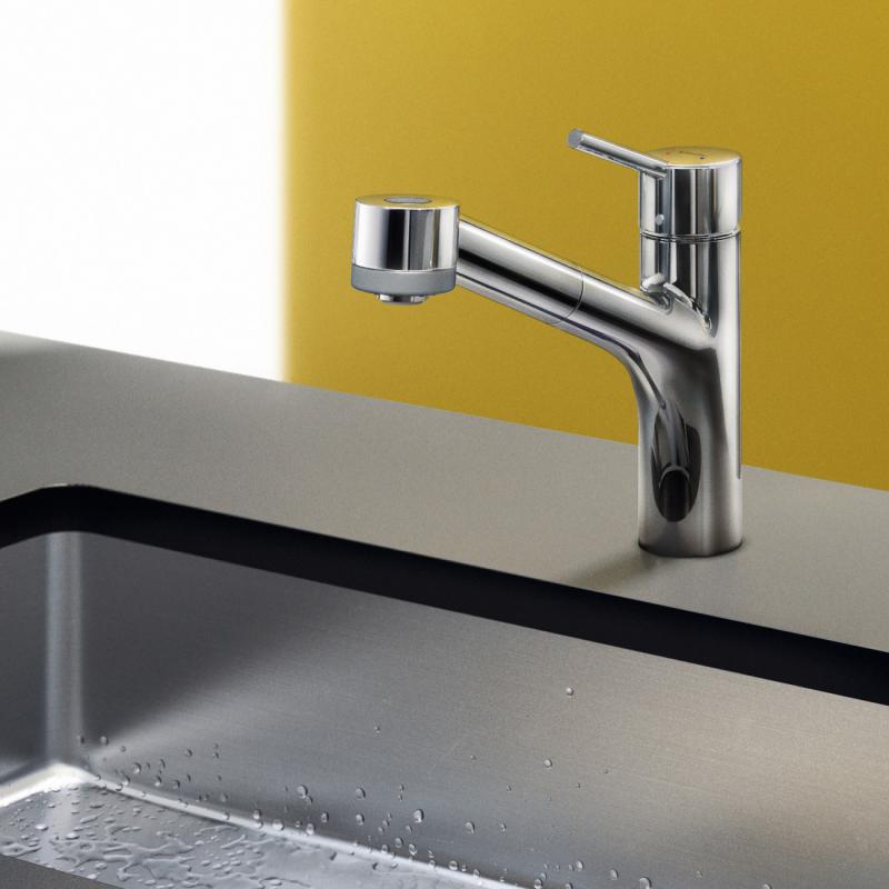 Hansgrohe Baterie de bucatarie hansgrohe talis m52, 3/8'', inalta, tip l, dus extractabil, crom, 32841000