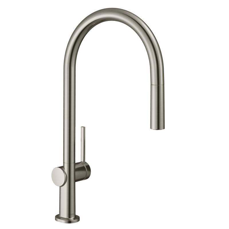 Hansgrohe Baterie de bucatarie hansgrohe talis m54 72802800, 3/8'', pipa inalta, tip c, pivotanta, dus extractabil, mat, inox