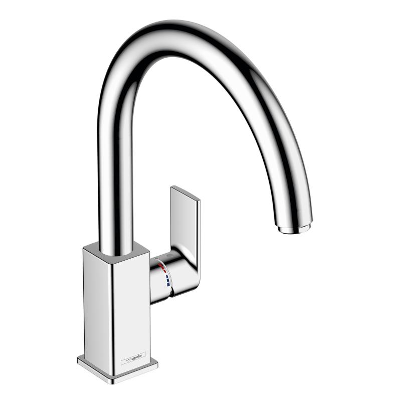 Hansgrohe Baterie de bucatarie hansgrohe vernis shape 71871000, 3/8'', pipa inalta, tip c, pivotanta, monocomanda, crom