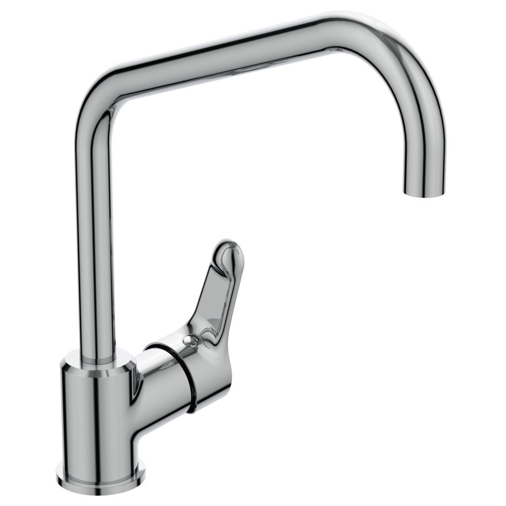 Ideal Standard Baterie de bucatarie ideal standard alpha bc660aa, 3/8'', monocomanda, pipa inalta, tip u, pivotanta, crom
