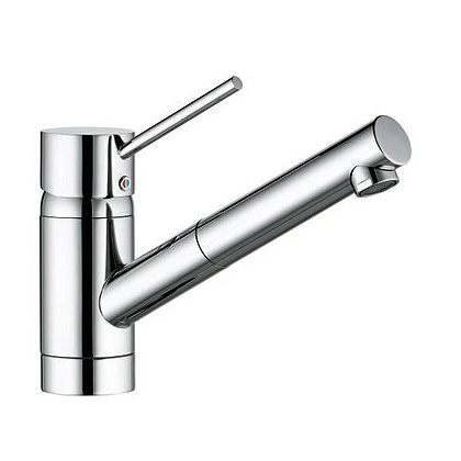 Kludi Baterie de bucatarie kludi scope xl 339310575, 3/8'', pipa joasa, tip l, monocomanda, dus extractabil, pivotanta, crom