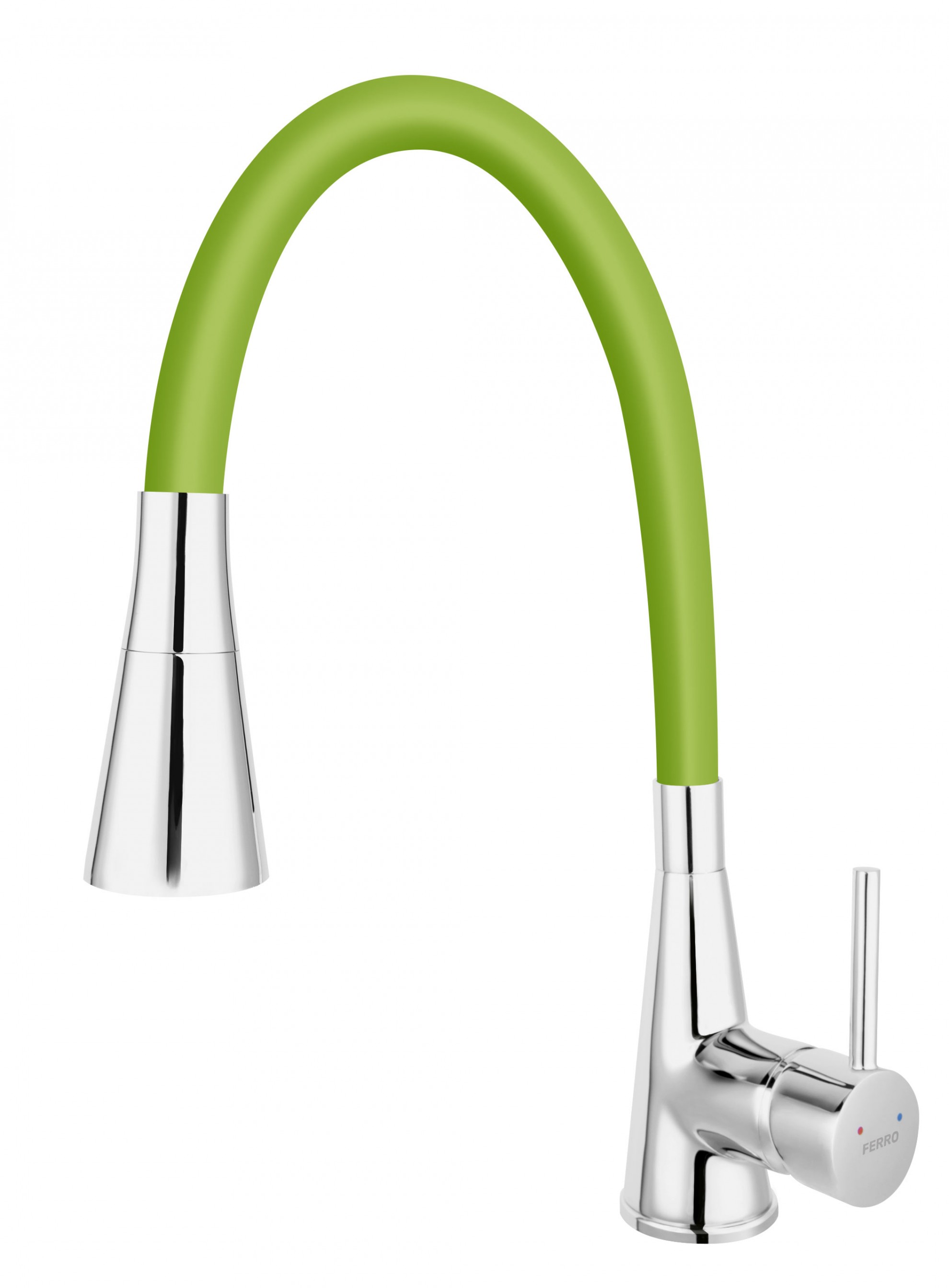 Ferro Baterie de bucatarie zumba ii bza42g, 3/8'', tip c, pipa inalta, pivotanta, 2 pulverizari, cauciuc profesional, verde /