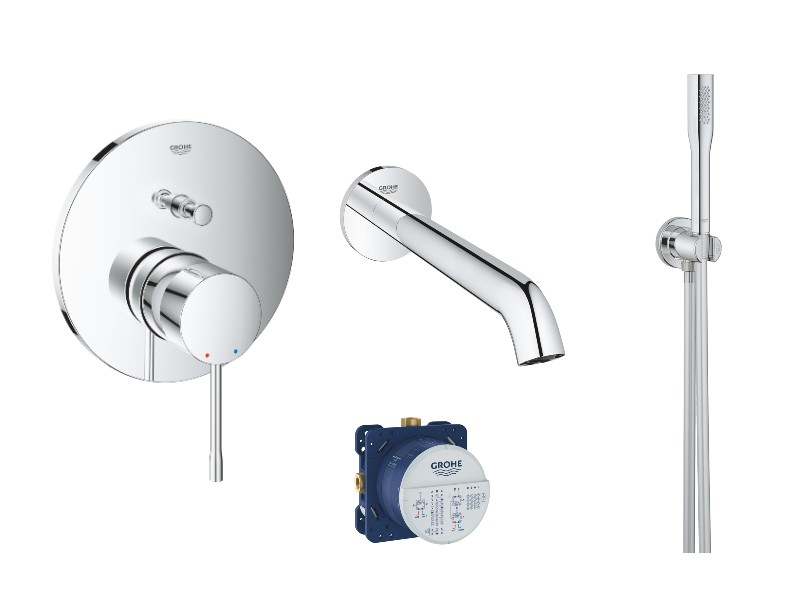Grohe Baterie de cada grohe essence 24167001, 1/2'', incastrat, diverter, 220 mm, 1.5 m, 1 pulverizare, anti-calcar, crom