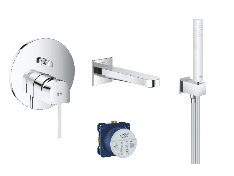 Grohe Baterie de cada grohe plus 24060003, 1/2'', incastrat, diverter, 168 mm, 1.25 m, 1 pulverizare, anti-calcar, crom
